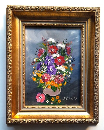 öl bild blumen 18 cm - blumen,