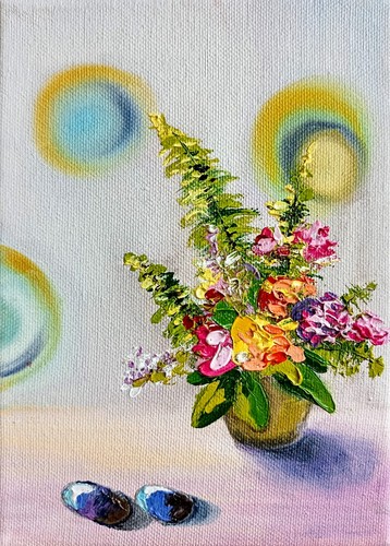 Blumenstrauß ölbild 13x18 - Ölbild, cm