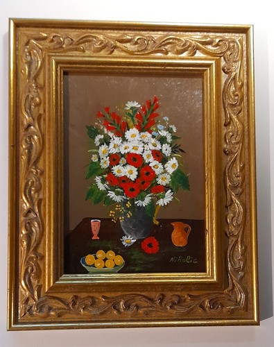 öl bild blumen 18 cm - bild, x